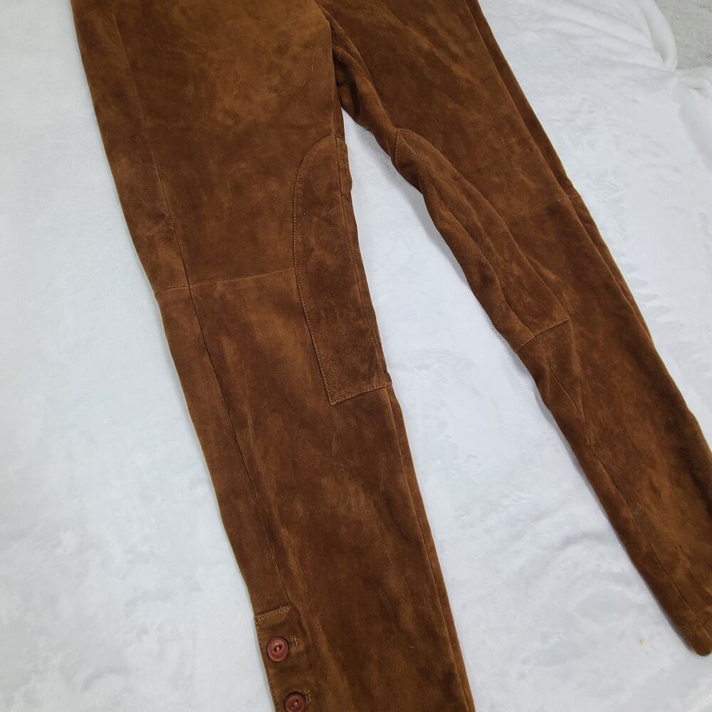 Sundance Brown 100% Leather Equestrian-style Riding Pants Suede Stretch Large - Picture 8 of 16